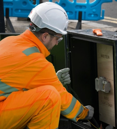 Electrician working on a roadside